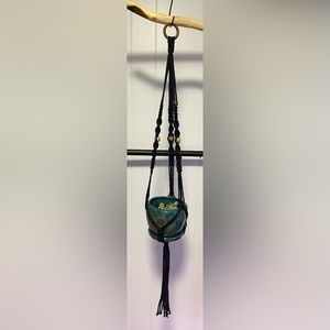 Handmade black macrame plant hanger